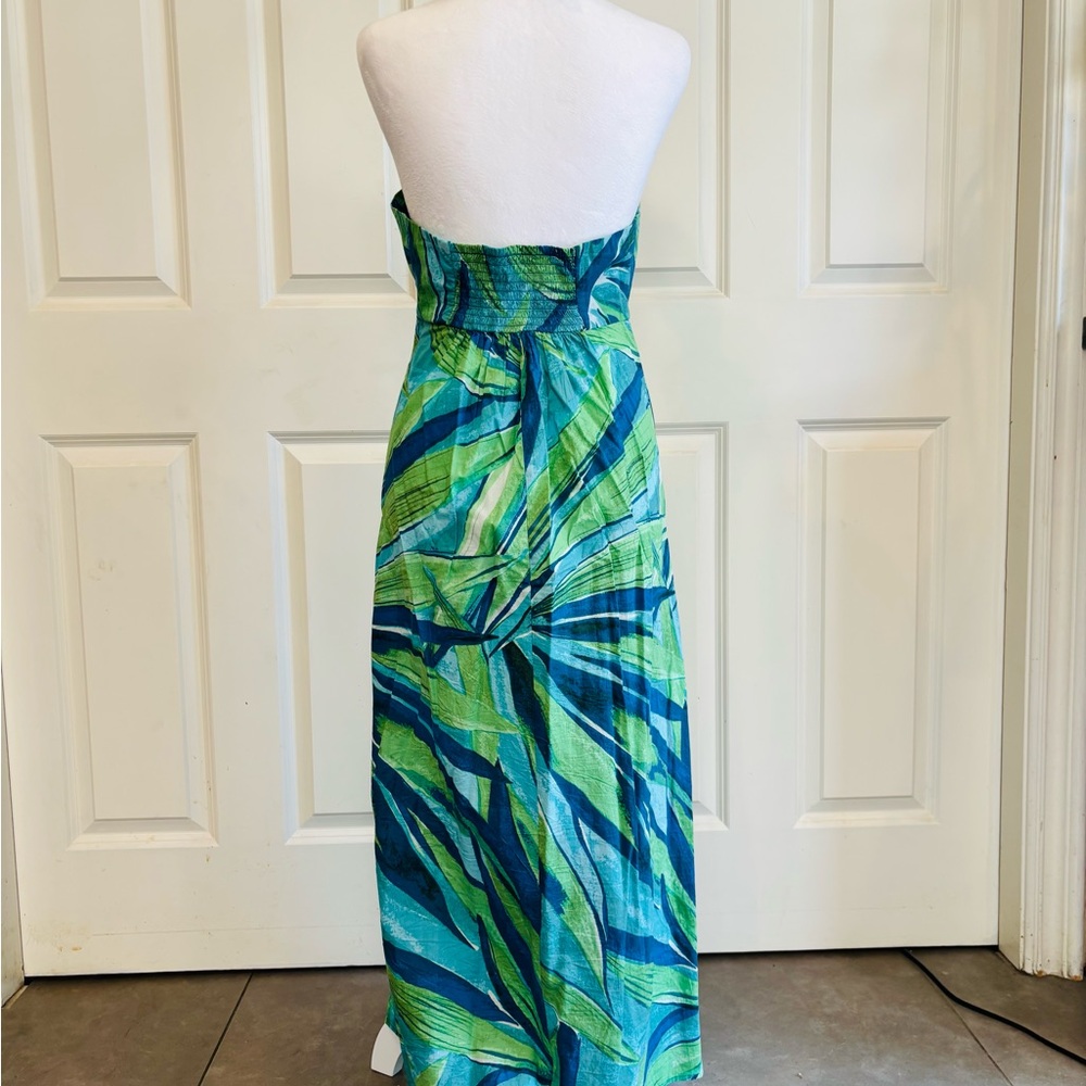 H&M Maxi Halter Dress in Blue & Green Abstract Print - Picture 4 of 6